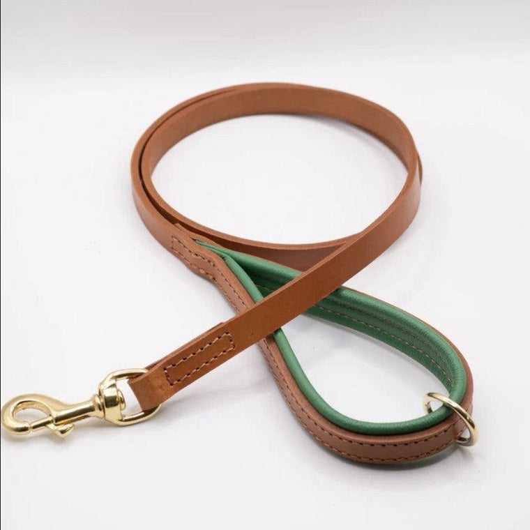 Dogs & Horses All Leather Dog Lead - Clover & Tan