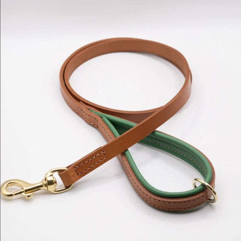 Dogs & Horses All Leather Dog Lead - Clover & Tan-Dogs & Horses-Love My Hound