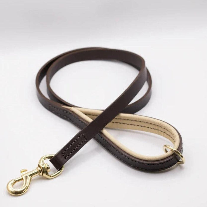 Dogs & Horses All Leather Dog Lead - Cream & Brown-Dogs & Horses-Love My Hound