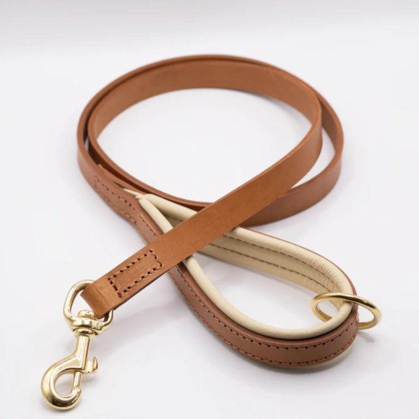 Dogs & Horses All Leather Dog Lead - Cream & Tan-Dogs & Horses-Love My Hound