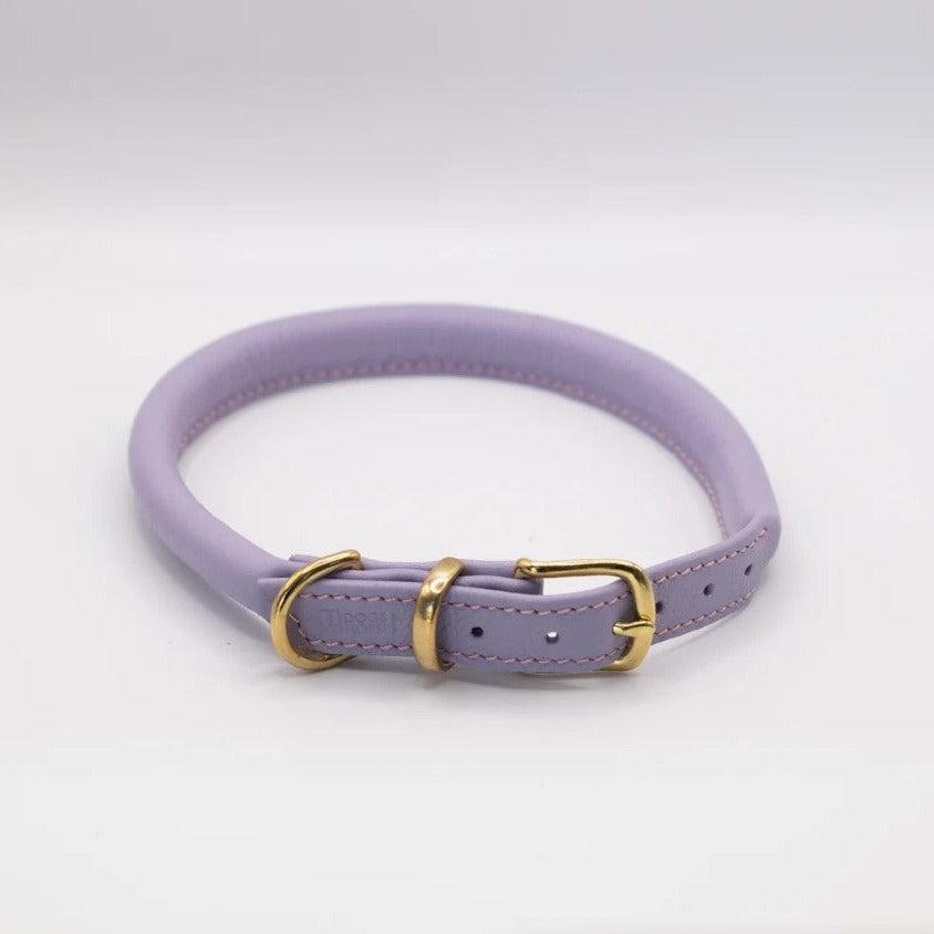 Dogs & Horses Rolled Leather Dog Collar - Lilac-Dogs & Horses-Love My Hound