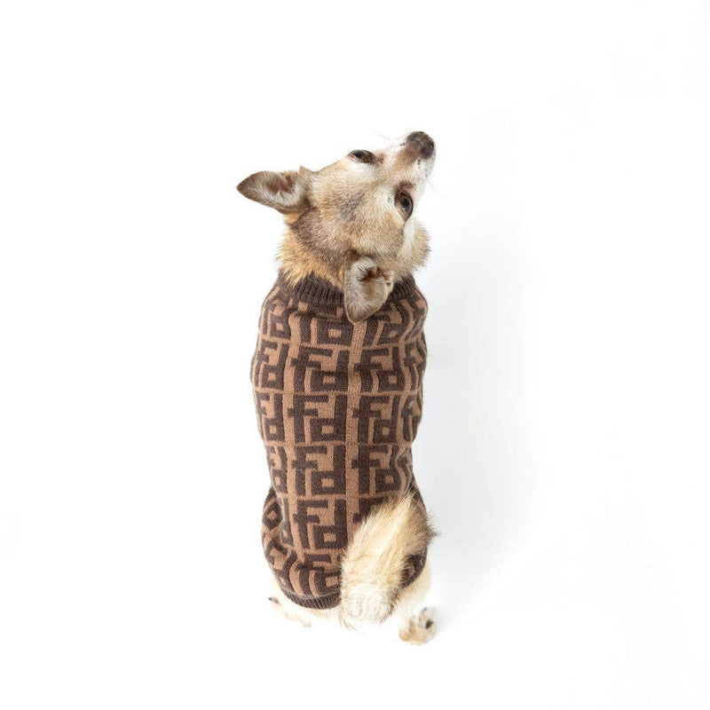 Fabdog | Designer Monogram Sweater - Brown-Fabdog-Love My Hound