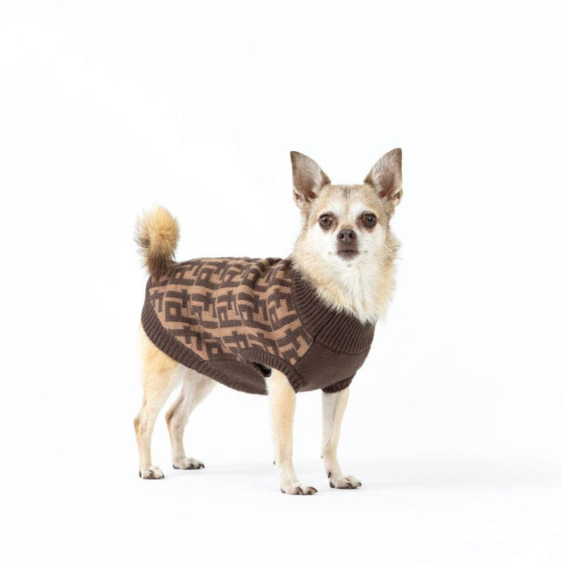 Fabdog | Designer Monogram Sweater - Brown-Fabdog-Love My Hound