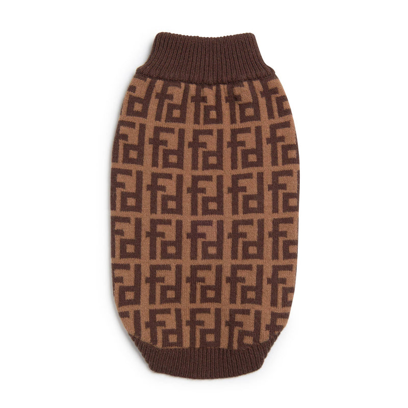 Fabdog | Designer Monogram Sweater - Brown-Fabdog-Love My Hound