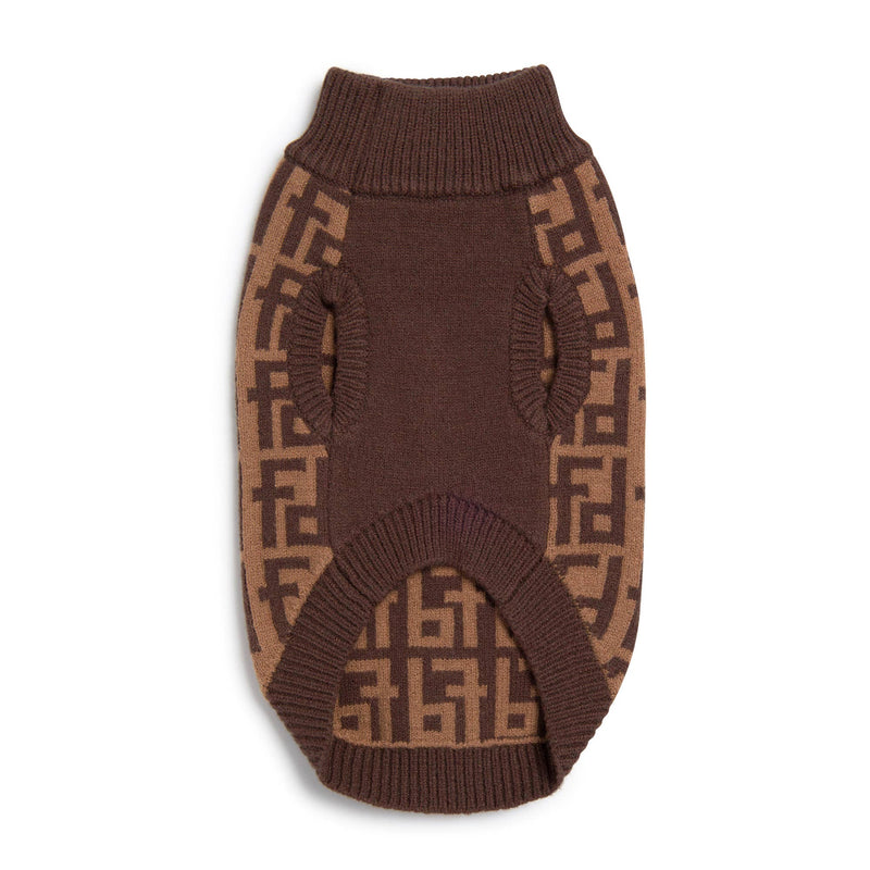 Fabdog | Designer Monogram Sweater - Brown-Fabdog-Love My Hound