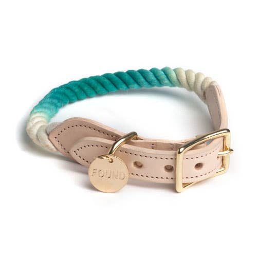 Found My Animal | Teal Ombre Cotton Rope Dog Collar-Found My Animal-Love My Hound