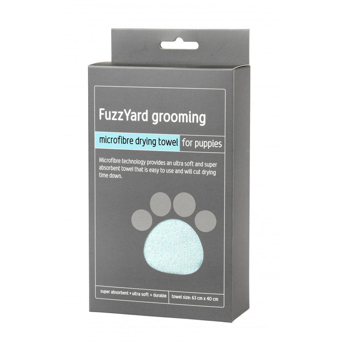 Fuzzyard | Microfibre Drying Towel For Puppies - Blue With Grey Trim-FuzzYard-Love My Hound