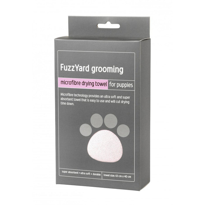 Fuzzyard | Microfibre Drying Towel For Puppies - Pink With Grey Trim-FuzzYard-Love My Hound