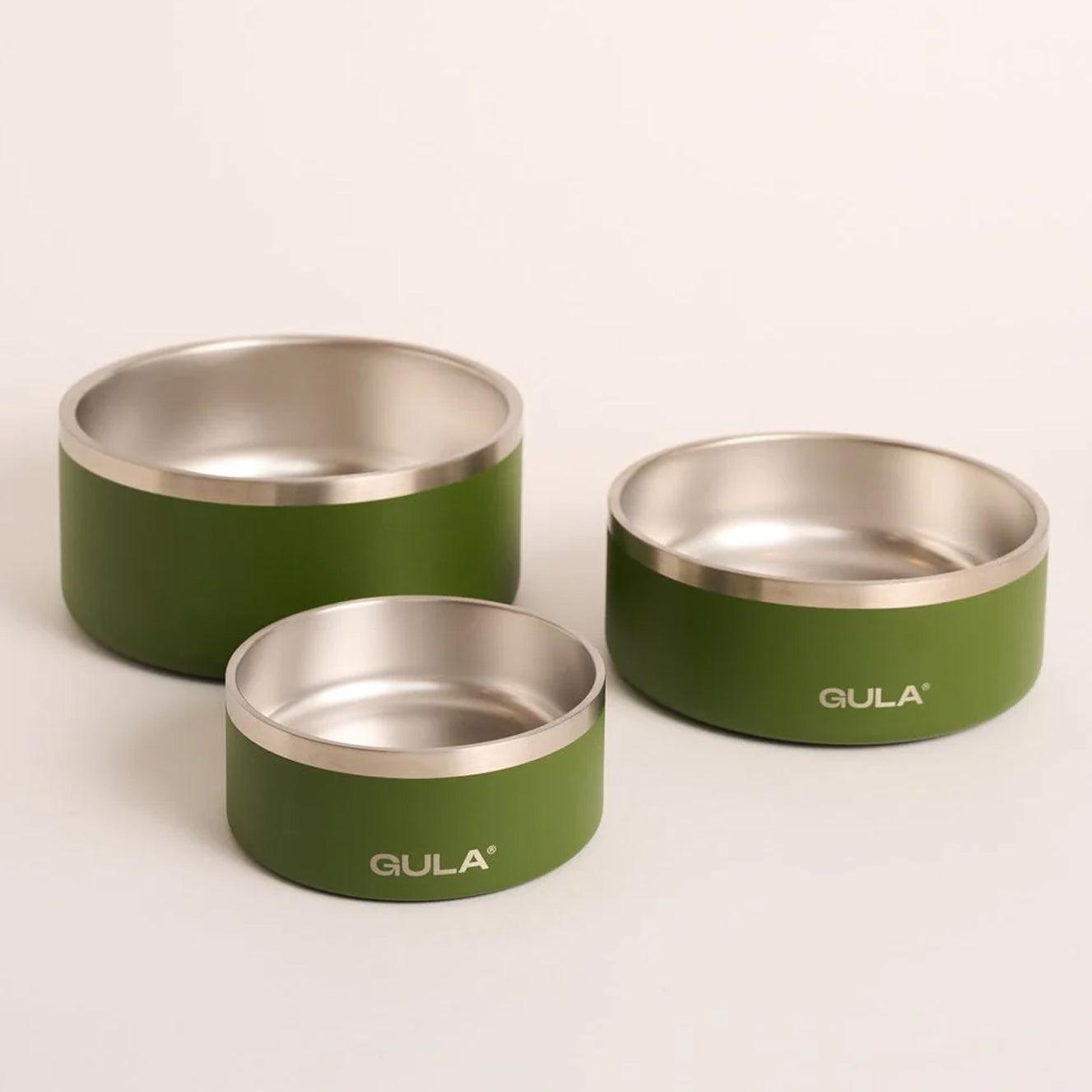 GULA | Double walled and insulated - Olive Green Dog Bowl-GULA-Love My Hound