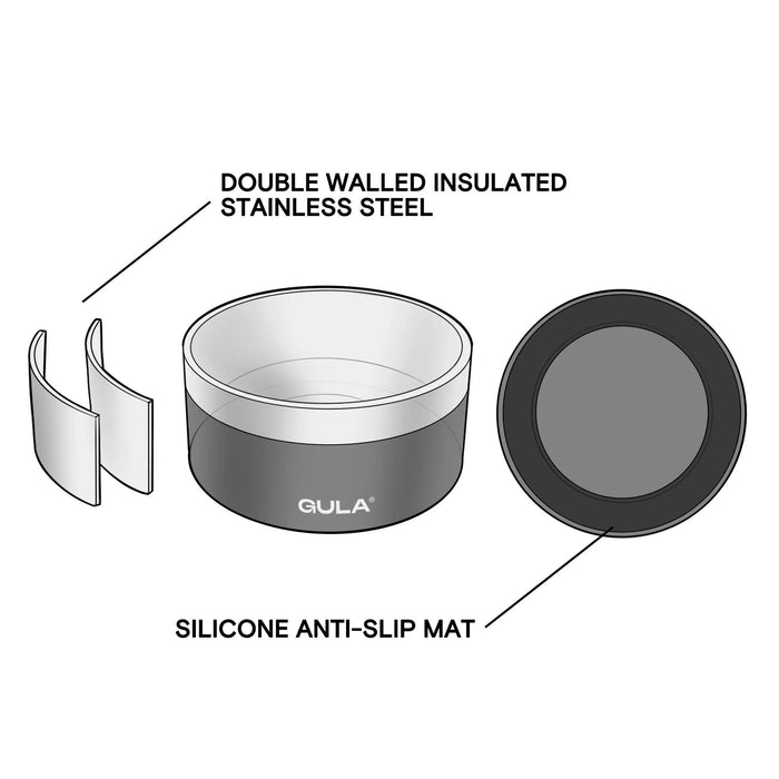 GULA | Double walled and insulated - Silver Dog Bowl-GULA-Love My Hound