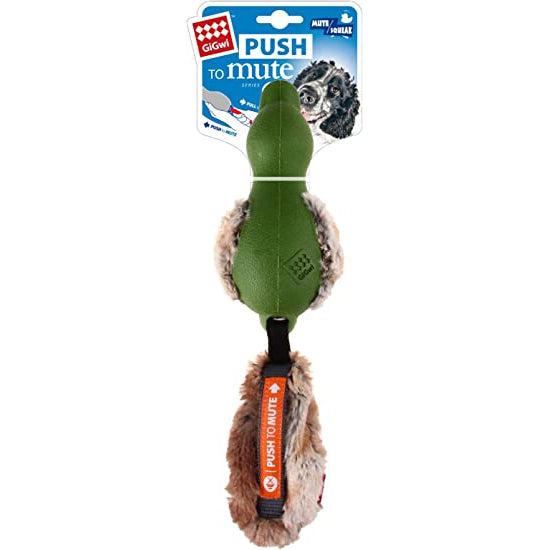 GiGwi - Duck 'Push To Mute' with Plush Tail - Dog Toy Green-GiGwi-Love My Hound