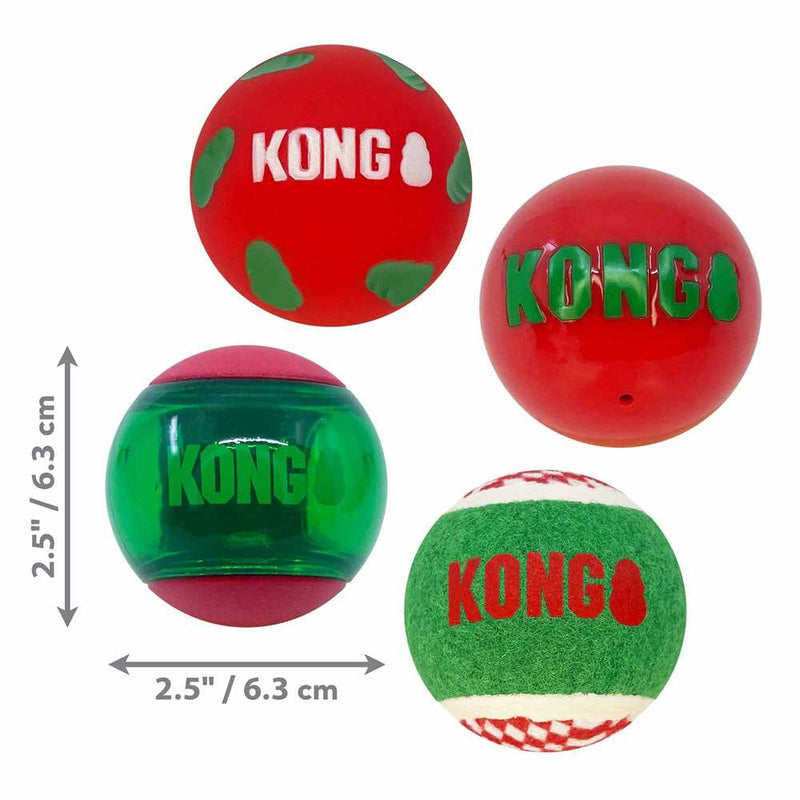 KONG Holiday Occasions Dog Balls - Pack of 4-Kong-Love My Hound