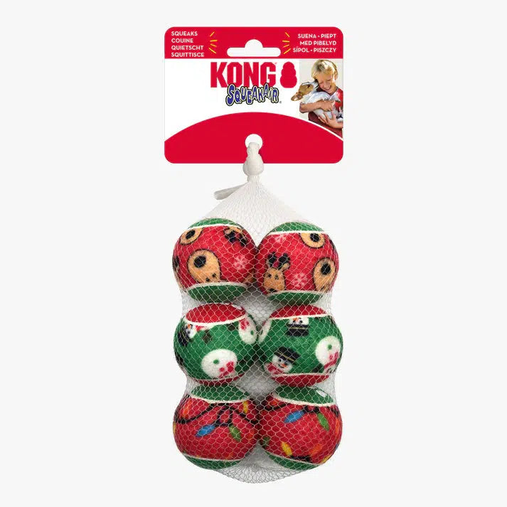 Kong | SqueakAir Christmas Balls - 6 Pk Medium-Kong-Love My Hound