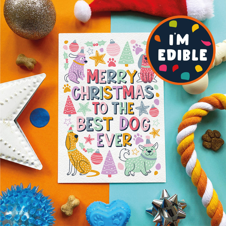 Scoff Paper | Merry Christmas to the best dog ever - Edible Christmas Card