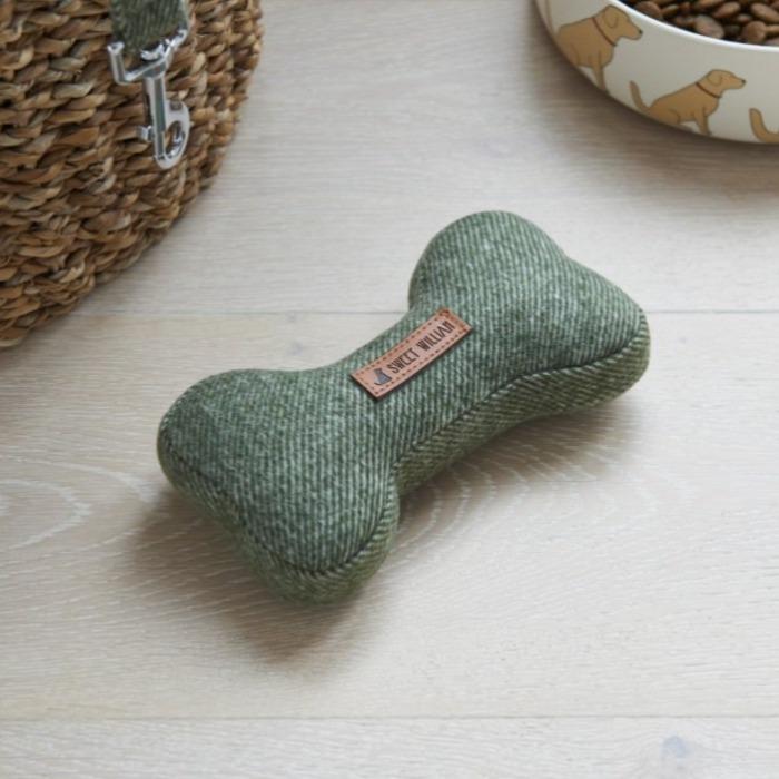 Sweet William - Tweed Dog Bone Toy - Green