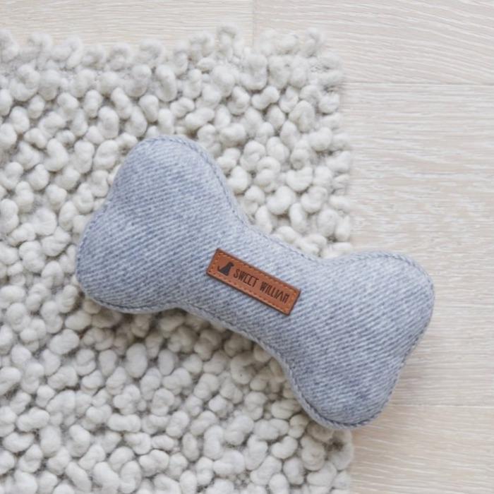 Sweet William - Tweed Dog Bone Toy - Grey