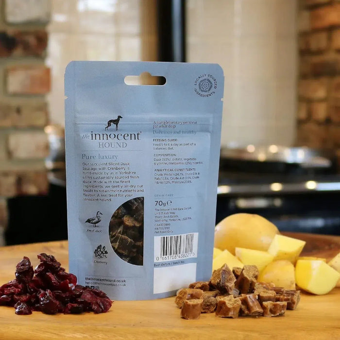 The Innocent Hound - Sliced Duck Sausages with Cranberry Dog Treats-The Innocent Hound-Love My Hound