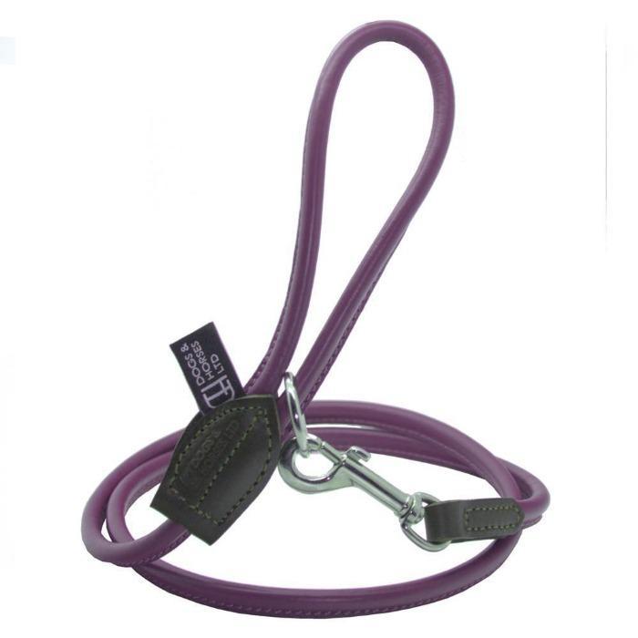 Dogs & Horses Rolled Leather Dog Lead - Purple