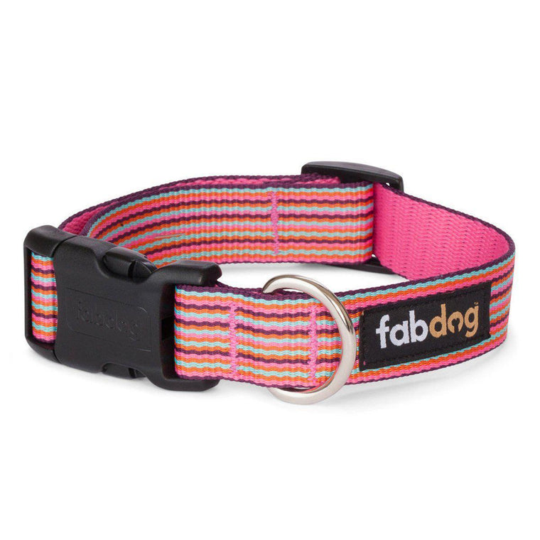 Fabdog | Mini Stripe Collar Pink