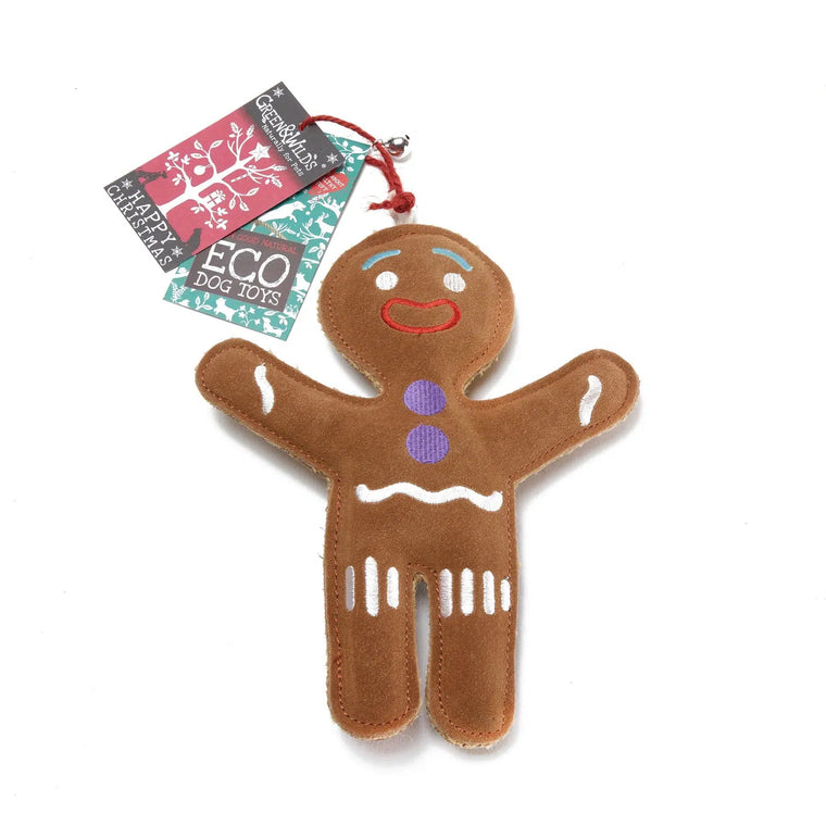 Green & Wilds | Eco Dog Toy - Jean Genie the Gingerbread Person