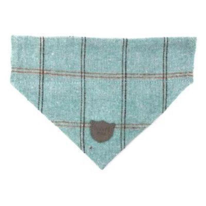 Hugo & Hudson - Aqua Checked Tweed Dog Bandana