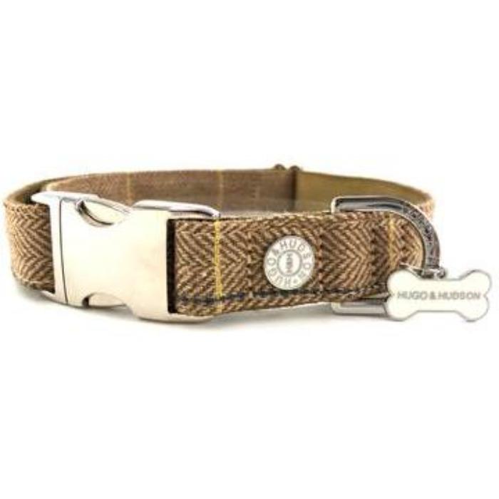 Hugo & Hudson - Caramel Herringbone Tweed Dog Collar-Hugo & Hudson-Love My Hound