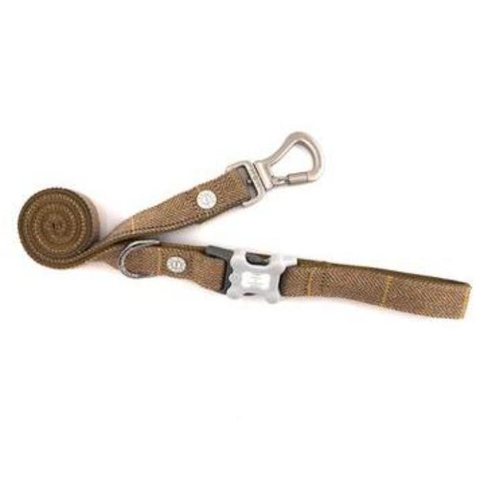 Hugo & Hudson - Caramel Herringbone Tweed Dog Lead-Hugo & Hudson-Love My Hound