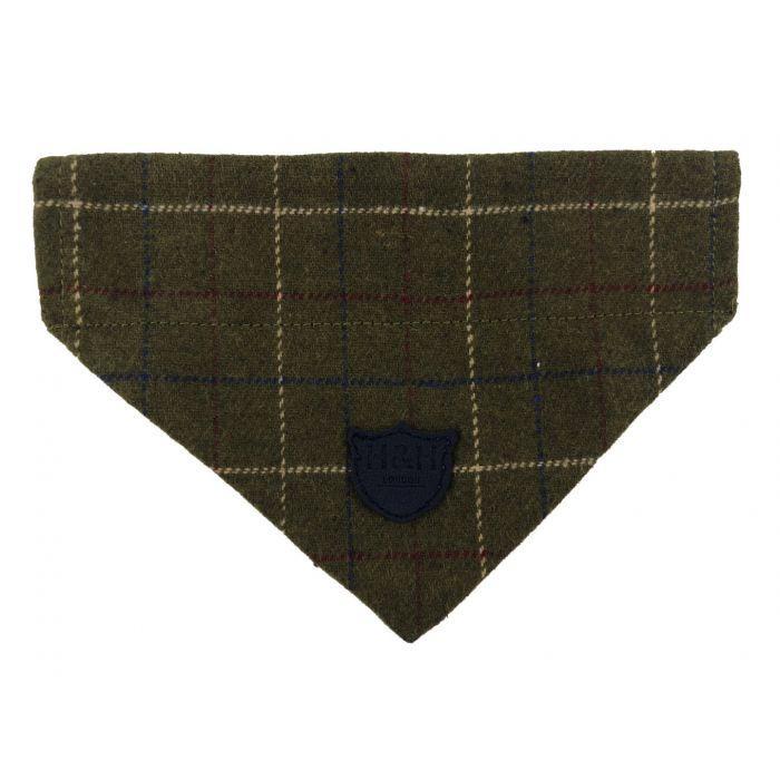 Hugo & Hudson - Dark Green Checked Tweed Dog Bandana-Hugo & Hudson-Love My Hound