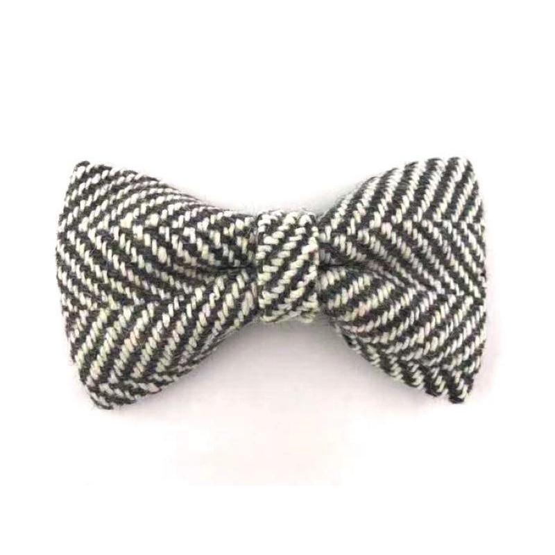 Hugo & Hudson - Grey Herringbone Bow Tie-Hugo & Hudson-Love My Hound