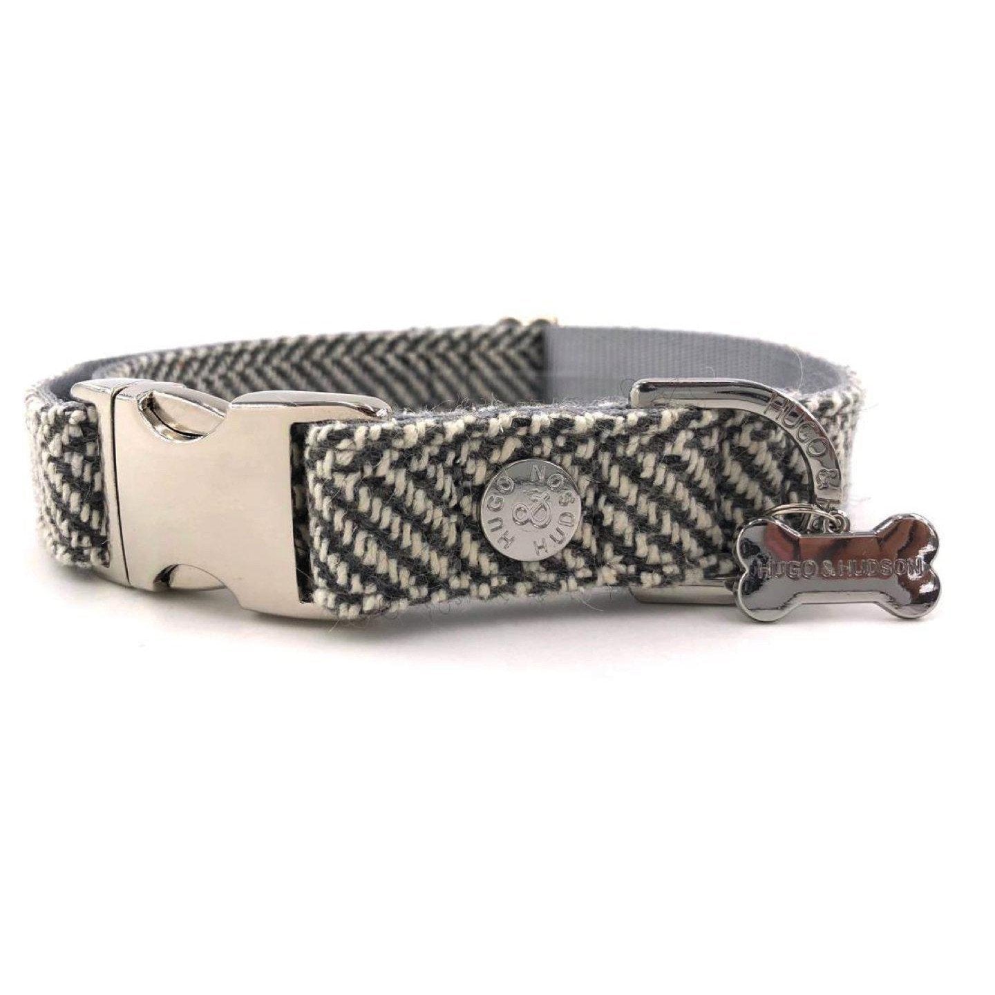 Hugo & Hudson - Grey Herringbone Dog Collar-Hugo & Hudson-Love My Hound