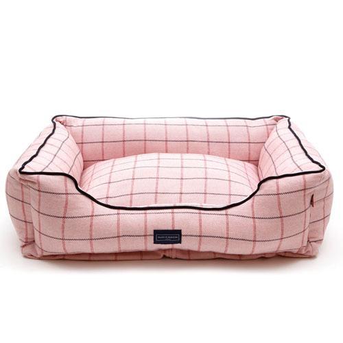 Hugo & Hudson - Pink Checked Tweed Dog Bed-Hugo & Hudson-Love My Hound