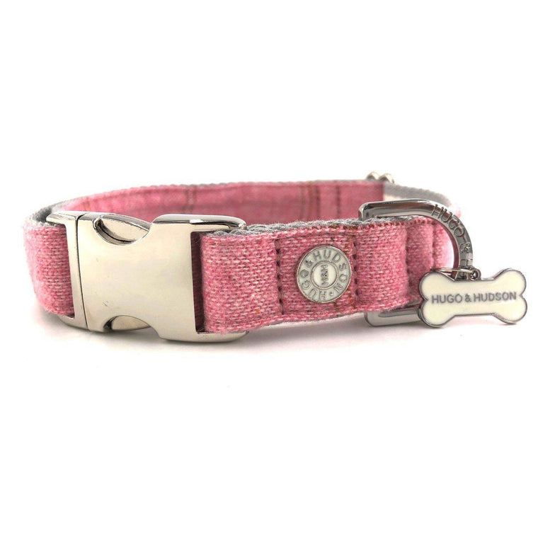 Hugo & Hudson - Pink Checked Tweed Dog Collar