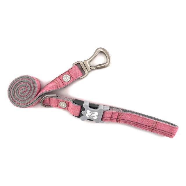 Hugo & Hudson - Pink Checked Tweed Dog Lead-Hugo & Hudson-Love My Hound