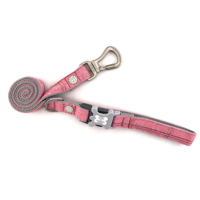 Hugo & Hudson - Pink Checked Tweed Dog Lead-Hugo & Hudson-Love My Hound